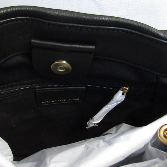 MARC JACOBS Black Q Fran Soft Leather Satchel Shoulder Bag New with Sleeper - Picture 8 of 10